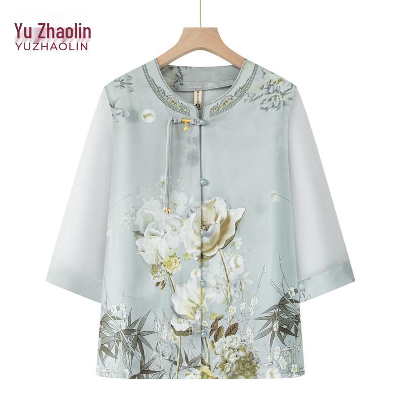 YUZHAOLIN New Chinese Style Floral Seven-Sleeve Cardigan 4XL