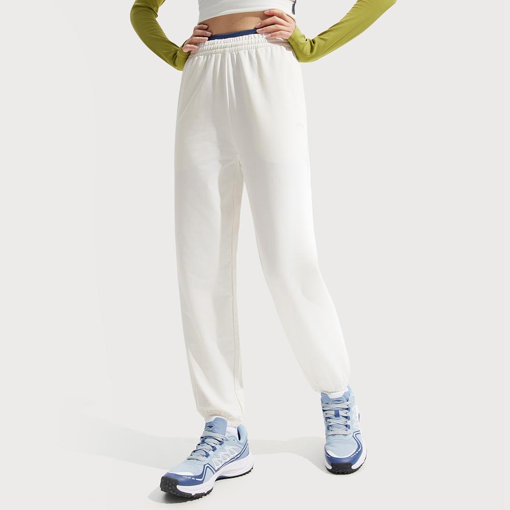 Li Ning Fitness Series Solid Color Mid-Rise Ice Silk Quick-Dry Cool Comfortable Breathable Versatile Tapered Knitted Sports Pants AKLV728-6