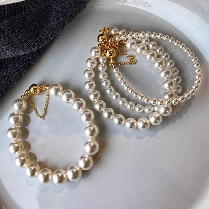 Anti Loss Round Strong Light Magnetic Buckle Pearl Bracelet