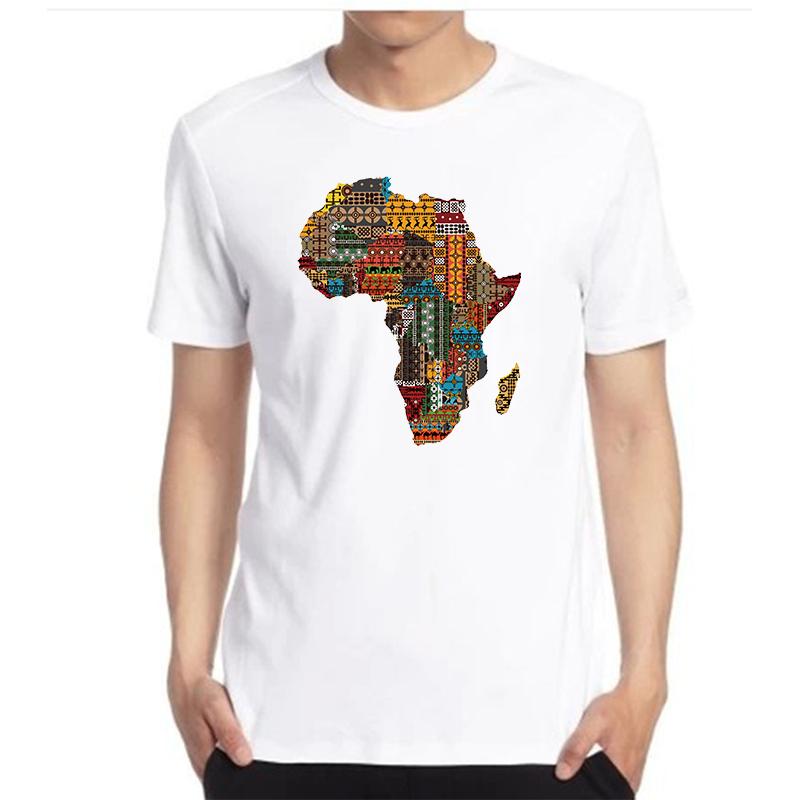 Afrika Karte Harajuku Grafik T-Shirts Kurzarm T-Shirt Sommer T-Shirts Oberteile Baumwolle Neue Hemden und T-Shirts Herren Print T-Shirt