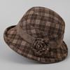 Small face retro plaid bucket hat women's high sense foldable elegant mother basin hat autumn and winter warm top hat