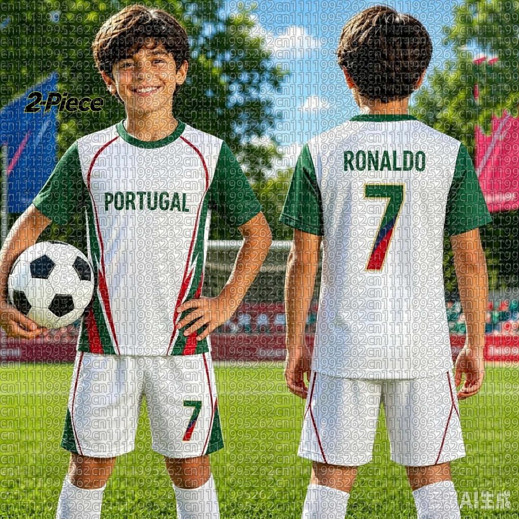 2026 WoUnisexWomen's Portugal Fan Edition – Special Summer Parent-Child Matching Set: Ronaldo Soccer Jersey & Shorts