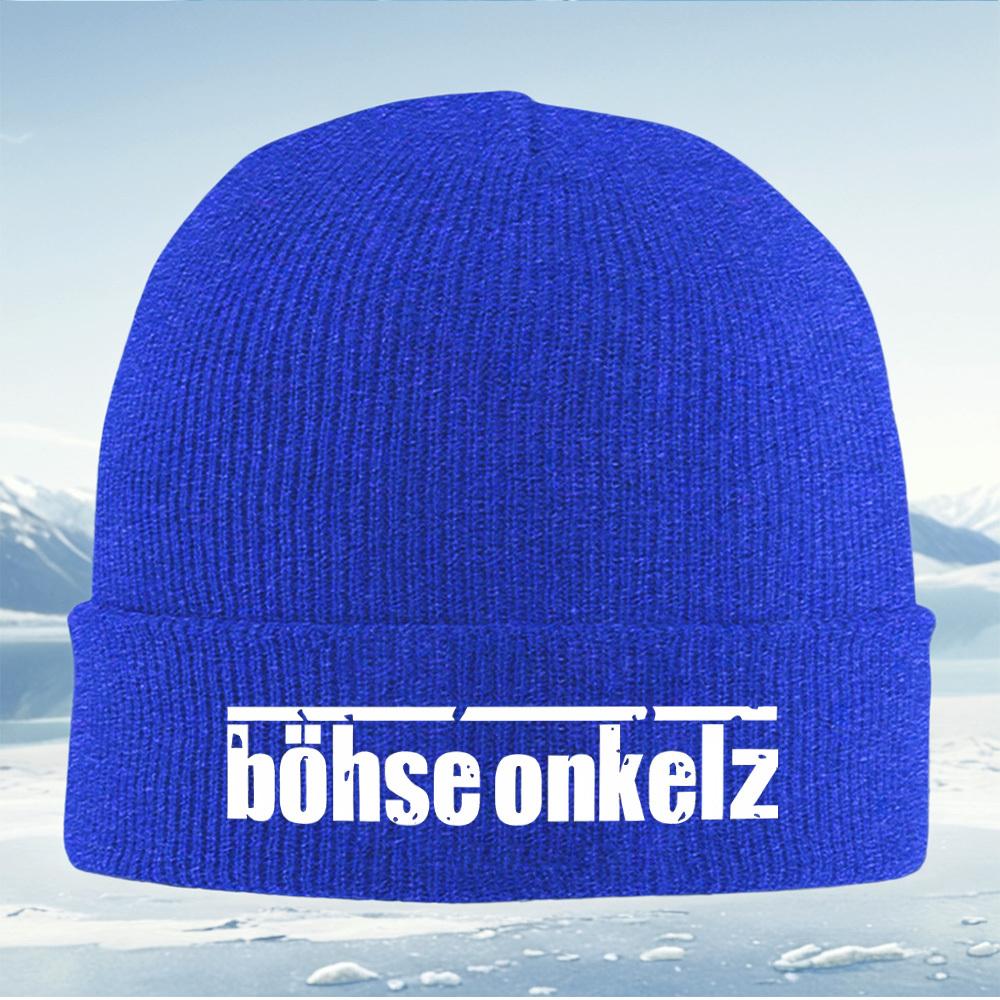 Böhse Onkelzbold white letters Men Women Unisex Knitted Hat Beanie Pullover Cap Winter Thermal Warm Christmas Outdoor Cycling H
