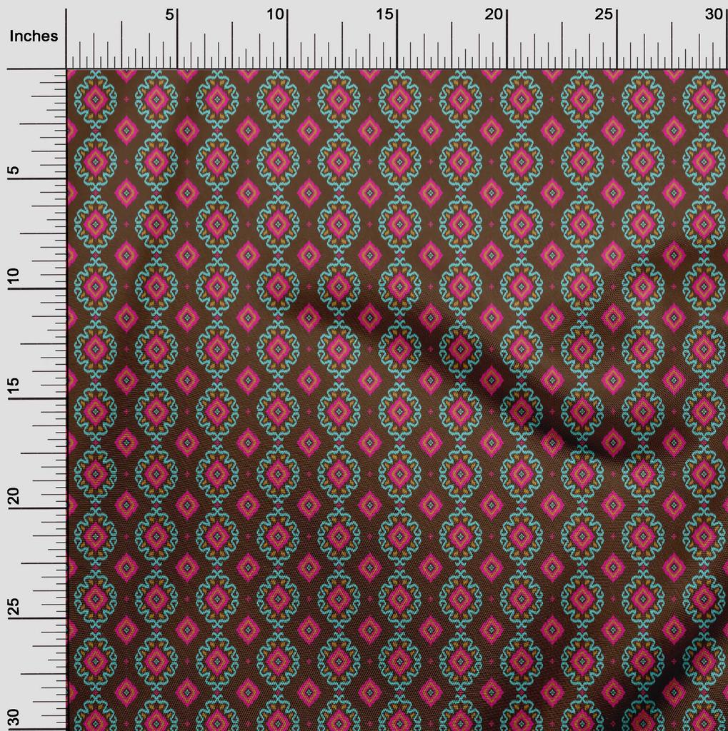 oneOone Cotton Flex Fabric Diamond & Swirl Ikat Print Fabric BTY 40 Inch