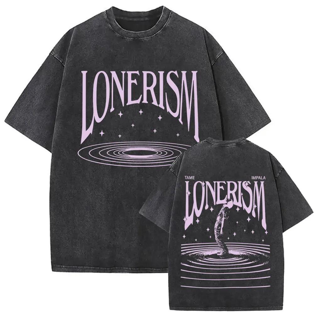 2026 Hot Sale Men Women Unisex Washed T‑shirt Tame Impala Currents Music Band Graphic Print O‑Neck Short Sleeve Casual Streetwear Tee Top