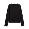 2024 Autumn Women's European & American Style Fashion: Simple Three-Color Gold Button Long Sleeve Knitted Top
