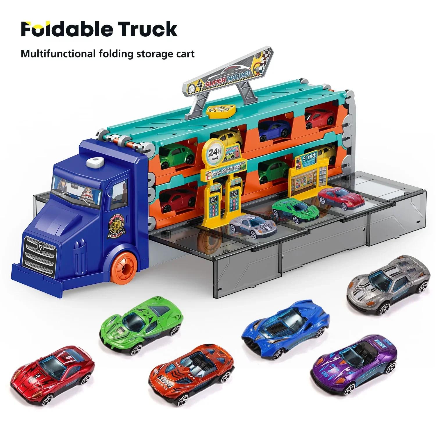 

2.1M Deformation Ejection Big Truck Track Folding Competitive Alloy Car Large Inertial Container Vehicle Children Xmas Gift
