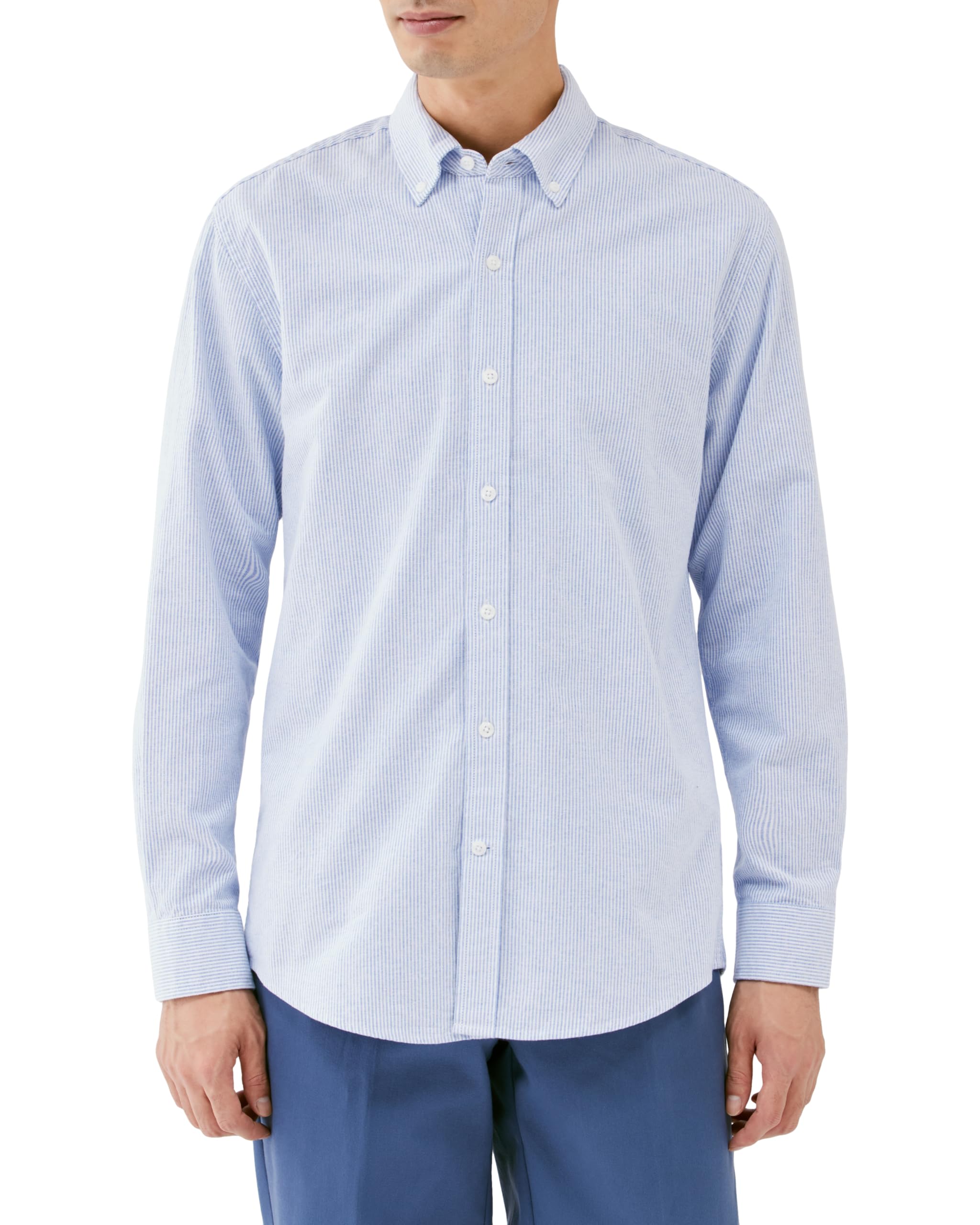 

Мужская рубашка оксфорд Amazon Essentials стандартного кроя с длинным рукавом, синяя в полоску, размер XL