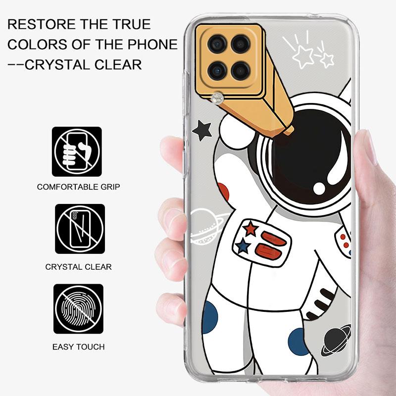 Case For Samsung Galaxy A52 A12 A51 A71 A32 A21s A22 A53 A23 A13 A03 A02 A41 A33 A11 A72 A73 Phone Cove Astronaut Cute