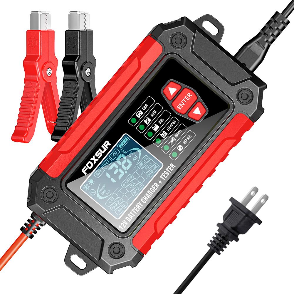 DC12V 6A Full Automatic Car Motorcycle Battery Charger LCD Display Intelligent Rechargeable Battery Maintainer Pulse Tester