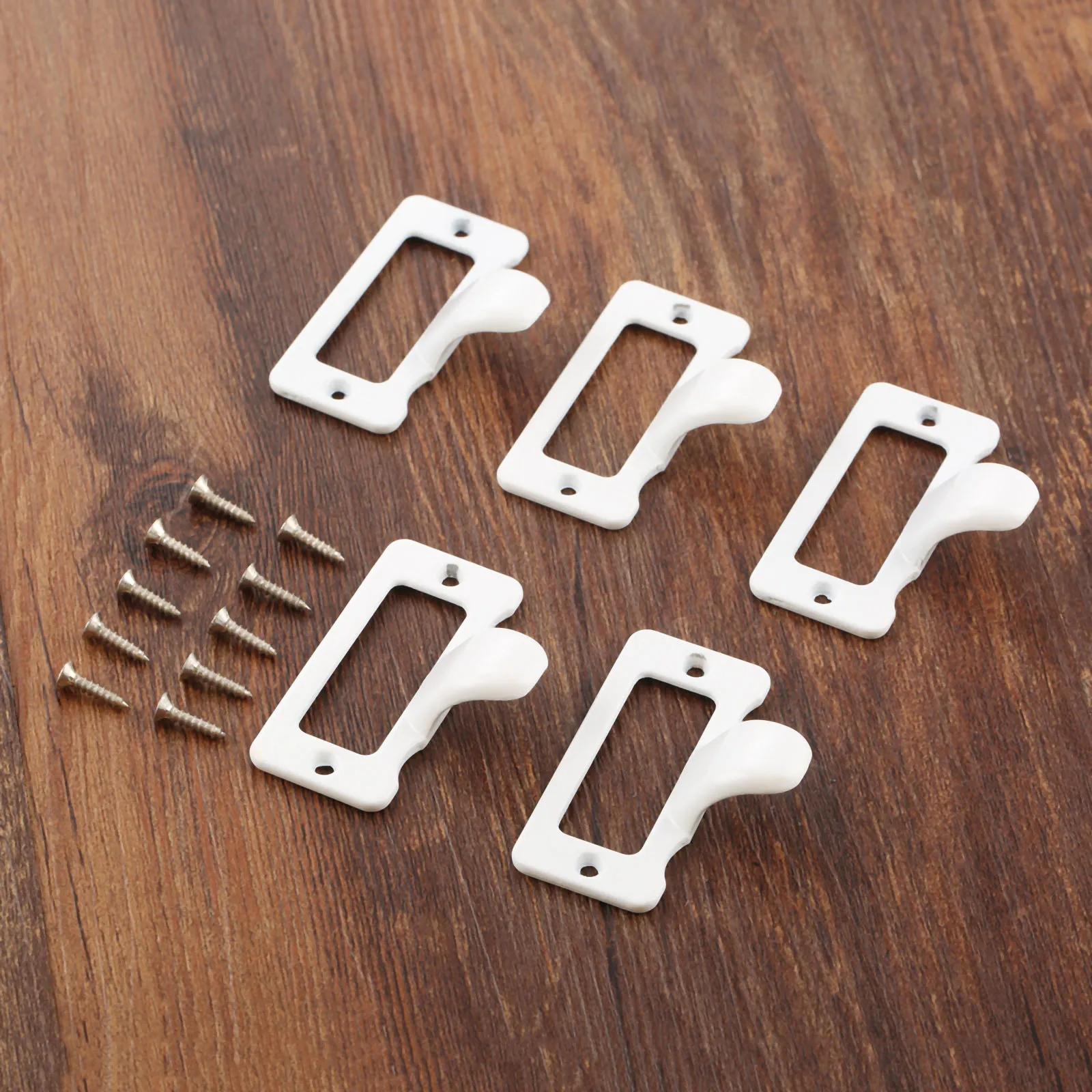 

5pcs/kit Iron Label Tag Pull Frame Handle File Name Card Holder Knob w/screws Furniture Cabinet Drawer 48*38mm Decor Black/White білий