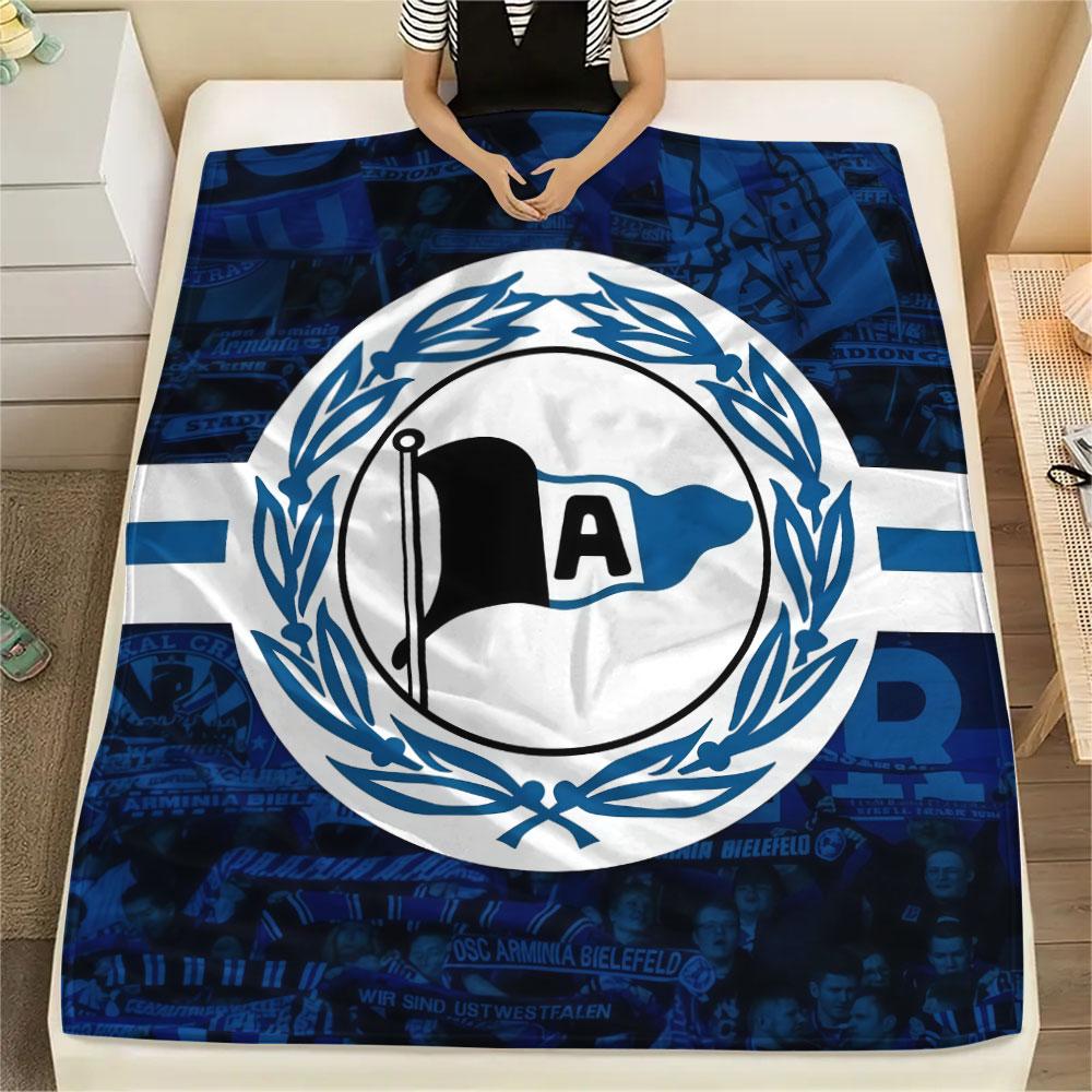 DSC Arminia Bielefeld Printed Flannel Blanket, Soft Throw for Bedroom Sofa, Washable,soccer Fan Merchandise, Great Gift.