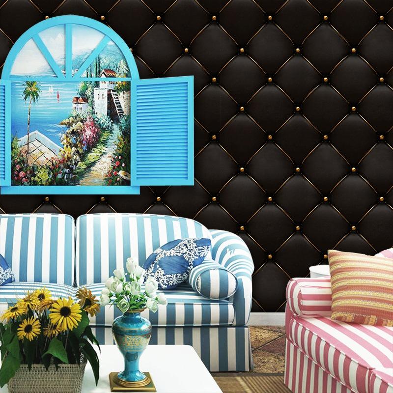 Neu 40*300 cm/Rolle Schwarz Phnom Penh 3D Stereo Leder TV Hintergrund Wand Aufkleber Dekorative Bilder Rem