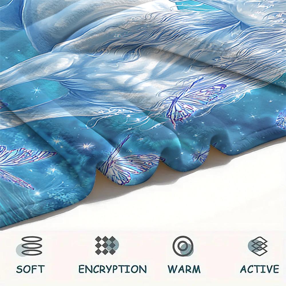 Unicorn Print Flannel Blanket, High Quality Comfortable for All Seasons, Home Decor, Warmth and Comfort, Perfect for Christmas Gifts