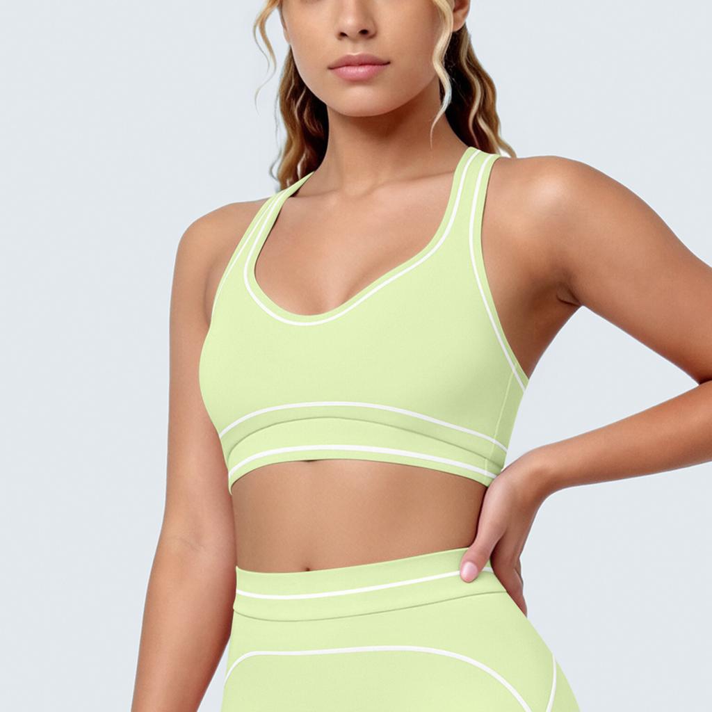 New contrasting color tight high elastic breathable yoga suit six-piece sports running fitness yoga suit women