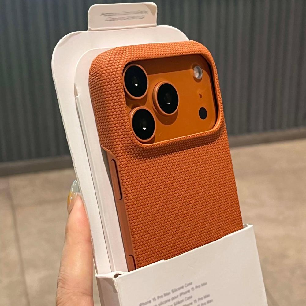 Original Splice Fabric Leather Case For iPhone 17 Air 16 15 14 Plus 13 12 Pro Max Frameless Matte Shockproof Armor Cover