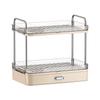 Double-layer Cup Rack with Drain Tray Rack for Kitchen Table Top Glass Cups Tea Cups, Coffee Cups and Water Cups Organizer Shelf