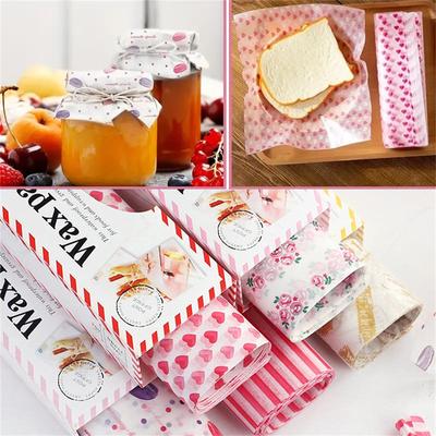 50 stücke Herz Gedruckt Einweg Öldicht Wachs Papier Für Kuchen Brot Lebensmittel Verpackung Burger Frites Backen Wachs Pad Papier Din