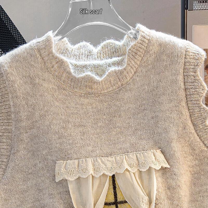 Women's Wool Blend Lace Collar Vest