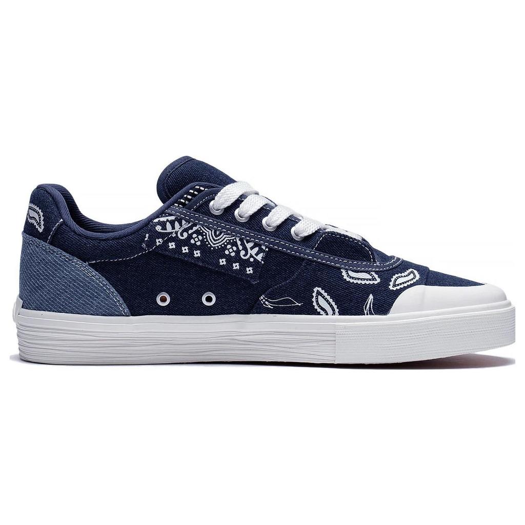 Li Ning 50/50 Stof Antislip Slijtvast Lage top Skateboard Schoenen Heren Blauw Wit AECT011-2