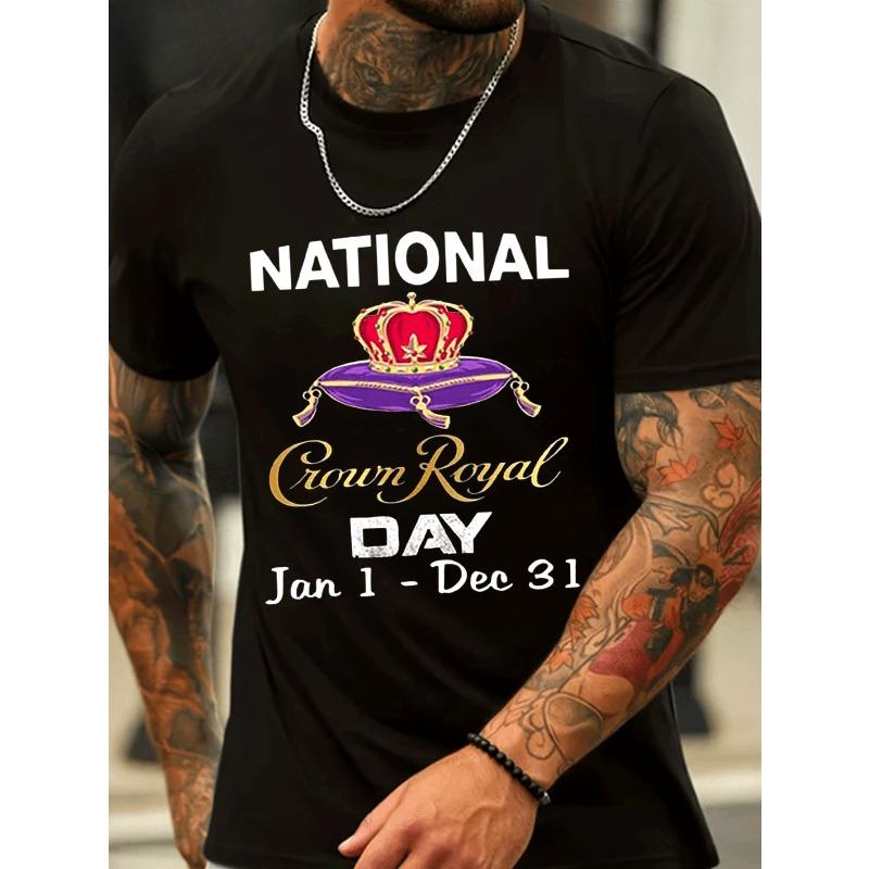 

Европейские размеры Мужская официальная футболка с логотипом Crown Royal и графикой бренда виски - Свободный крой, круглый вырез, короткий рукав S чёрный