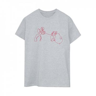 Womens/Ladies Lady And The Tramp Spaghetti Outline Cotton Boyfriend T-Shirt