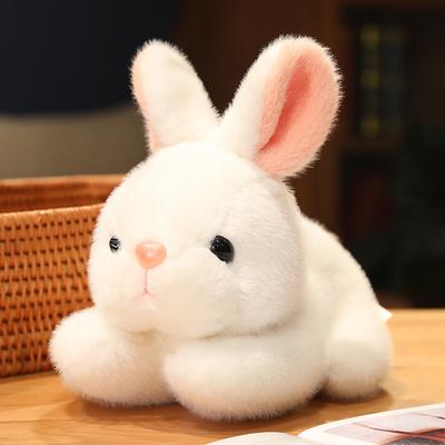 New Simulation Lying Down Rabbit Plush Doll Creative Cute Little White Rabbit Toy Children's Cute Doll Gift