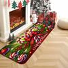 Christmas Candy Cane Kitchen Rug, Indoor Outdoor Flannel Non-Slip Soft Mat for Kitchen Office Bathroom Holiday Home Decor