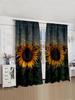 2pcs/Set Countryside Sunflower,Chrysanthemum,Red&Yellow Rose,Ivy Printed Trendy Floral Curtains Used For Living Room Room,Bedroom,Home