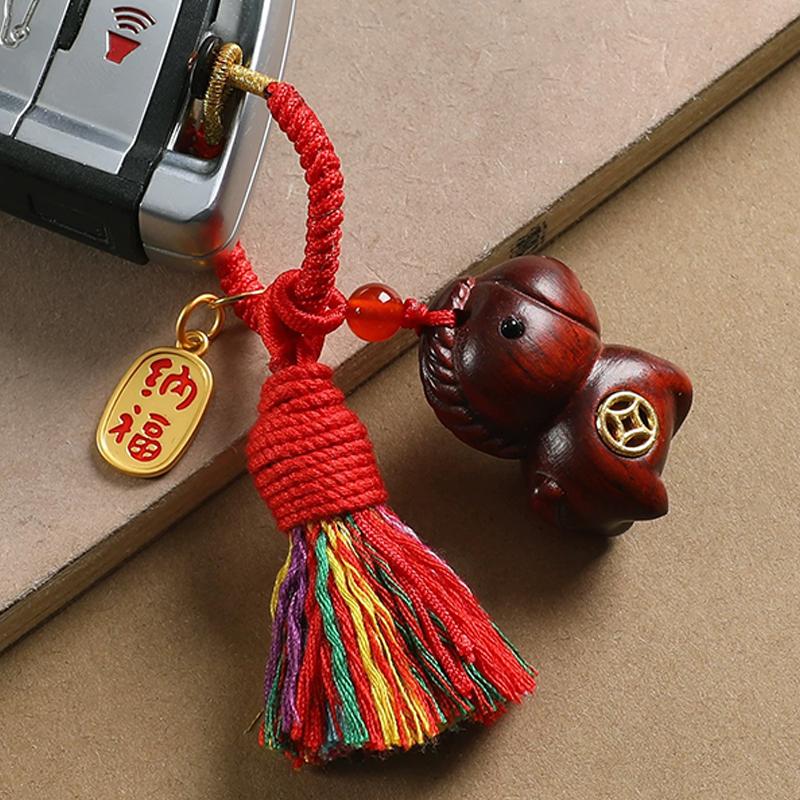 Creative Sandalwood Horse Pendant Keychain Year Of The Horse Mobile Phone Chain Backpack Hanging Decoration Year Gifts