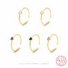 925 Sterling Silver Simple Colored Zirconia Heart Rings For Women  Cassic Wedding Statement Fine Jewelry Gift