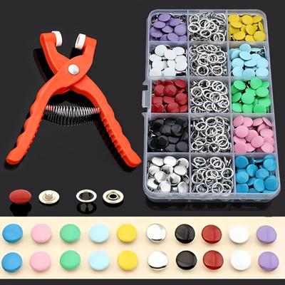 100pcs Vibrant Durable Metal Snap Fastener Kit with Pliers, Manual Press Tool, for DIY Crafts, Clothing, Hats, Bags, Sewing