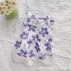 Flying sleeve floral lace princess dress spring and summer pet dog dog cat clothes skirt teddy bear