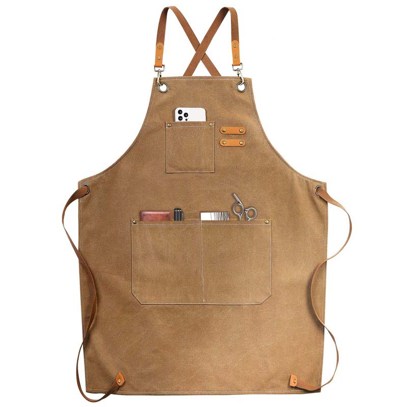Kitchen Household Cooking Canvas Apron Oil-proof Waterproof Can Wipe Hands Men Women Adult With Tool Pockets Fashion Coffee Over