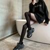 Women's Sexy Patchwork Sheer Black Thigh High Fake Stockings Slim Perfect Legs Tights Stripe Over Knee Pantyhose Female Hosiery