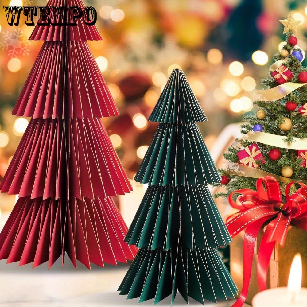 2 piezas Árbol de Navidad de Papel Árbol de Navidad de Panal Árbol de Navidad 3D Centro de Mesa de Panal Navideño Decoraciones para Fiesta de Navidad Árboles de Papel