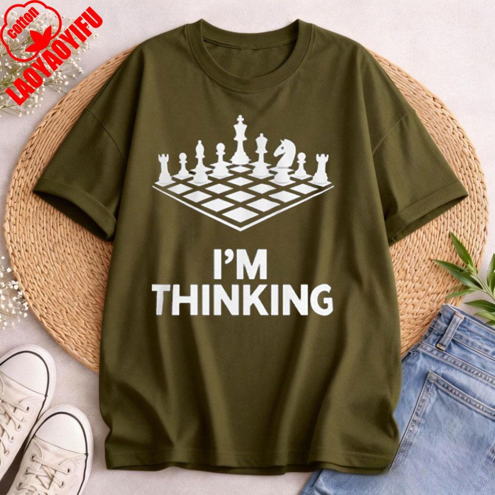 Vintage Chess Lover TShirt Im Thinking Chess Pieces Chess Player Lover Tees Gifts for Men Women Tops Fashion Tshirt