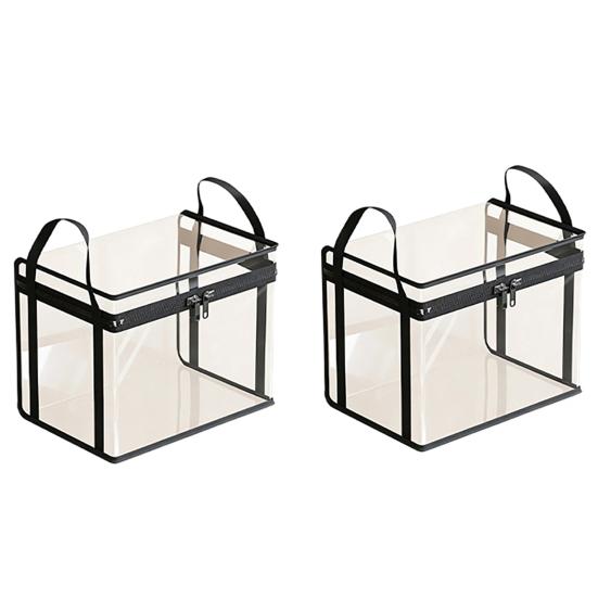 Transparent Clothes Storage Bag, with Sturdy Handles, Durable Plastic Visibility Book Organizer, Moisture-proof Toys Container for Playroom Study Room