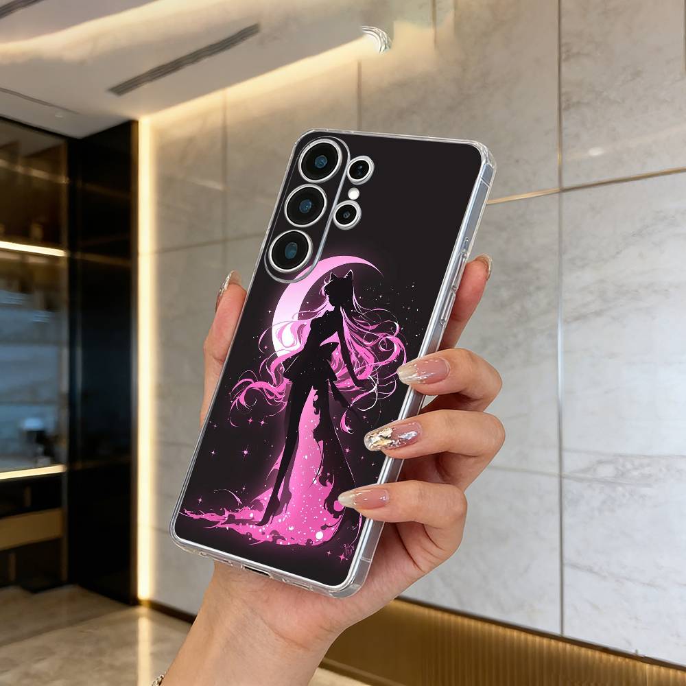 S-Sailor- Moon Clear Phone Case for Samsung S25, S24, S21, S22, S23, S30, Ultra, S20, Plus, FE, Lite