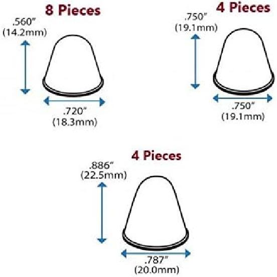 Kegelförmige durchsichtige Gummipuffer - 16er-Kombination - Hohe Gummi-Füßchen-Abstandshalter für Elektronik, Computer-Audio-Geräte, Auto-LKW-Insektenschutz, Schneiden