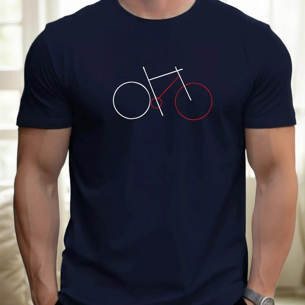 Minimal Abstract Line Drawing Bicycle Graphic Unisex Cotton TShirt Summer Breathable Crew Neck Casual Cycling Lover Daily Wear Tee