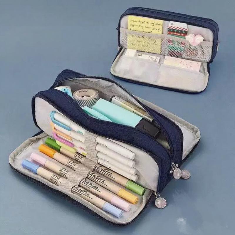 Canvas Pencil Case Large Capacity Multiple Colors Perfect For Students School Office Daily Use