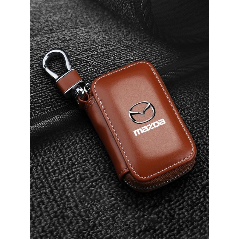 1 Stück Leder-Emblem Auto Schlüsselhülle Schlüsselanhänger Reißverschluss Schlüsselhülle Tasche Für Mazda CX5 2 CX3 CX9 MX5 RX8 Axela Demio MS CX5 2 Axela Demio Atenza MS GJI GH BK MP