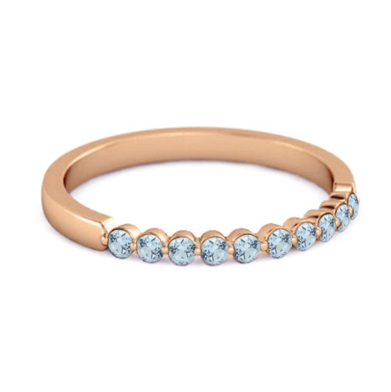 Blue Topaz Half Eternity Design Band Ring -925 Sterling Silver Rose Gold Vermeil