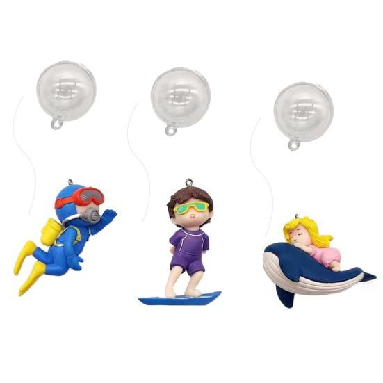 Underwater Ornament Floatable Surf Boy Whale Riding Girl Anime Figure Landscaping Crafts Tank Floating Decor Aquarium Accessories