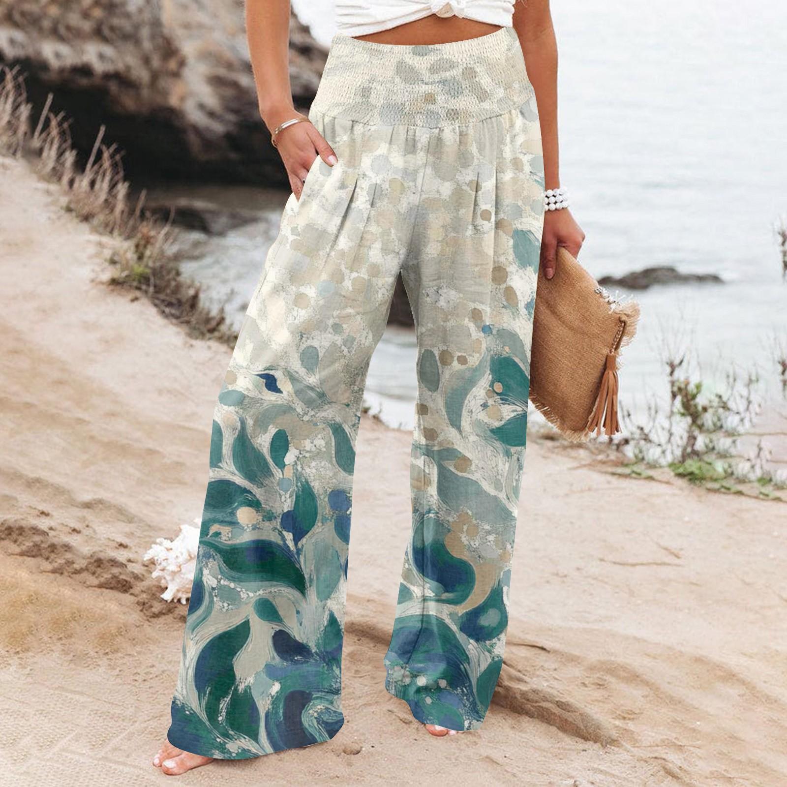 

Женские повседневные брюки, свободные мягкие однотонные широкие брюки, длинные брюки с высокой талией, прямые брюки M бежевый