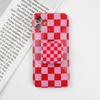 Finger Grip Women Girls Personalized Plaid Mirror Cosmetic Mirror Phone Stand Holder Makeup Mirror