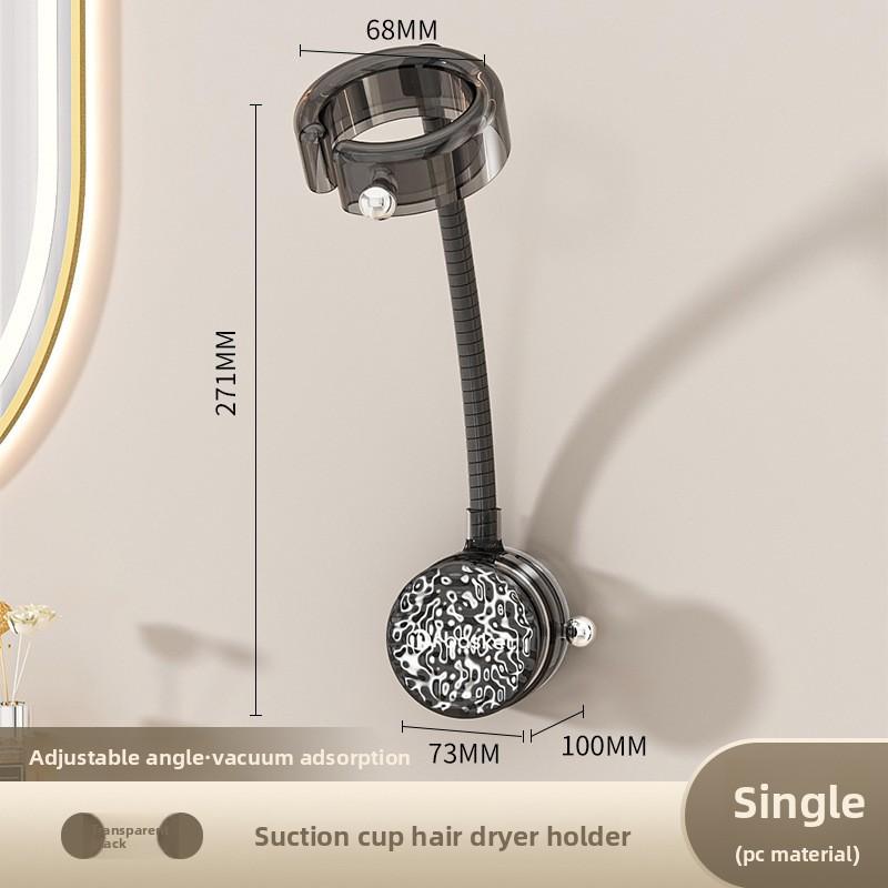 Saugnapf Föhnständer, Freihändige Nutzung für Faule, Hängegestell für Föhn, Badezimmer Föhnständer, Bohrloses Aufbewahrungsregal