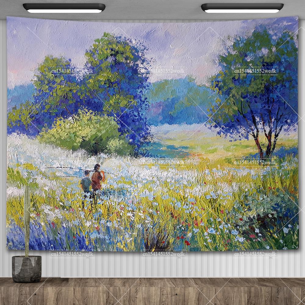 

Произведения искусства Клода Моне Настенный декор Гобелен Сад Цветочный пейзаж Картины маслом Эстетическое украшение комнаты Обои для общежития 102x127cm 50x40in