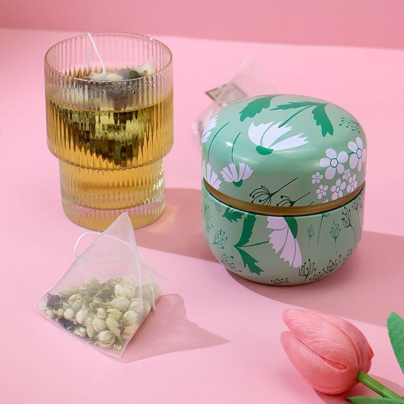 Caixa de chá, recipientes, latas de velas, café, doces, lanches, pequenas latas, mini caixas de armazenamento portáteis, potes lacrados, embalagens, utensílios para chá